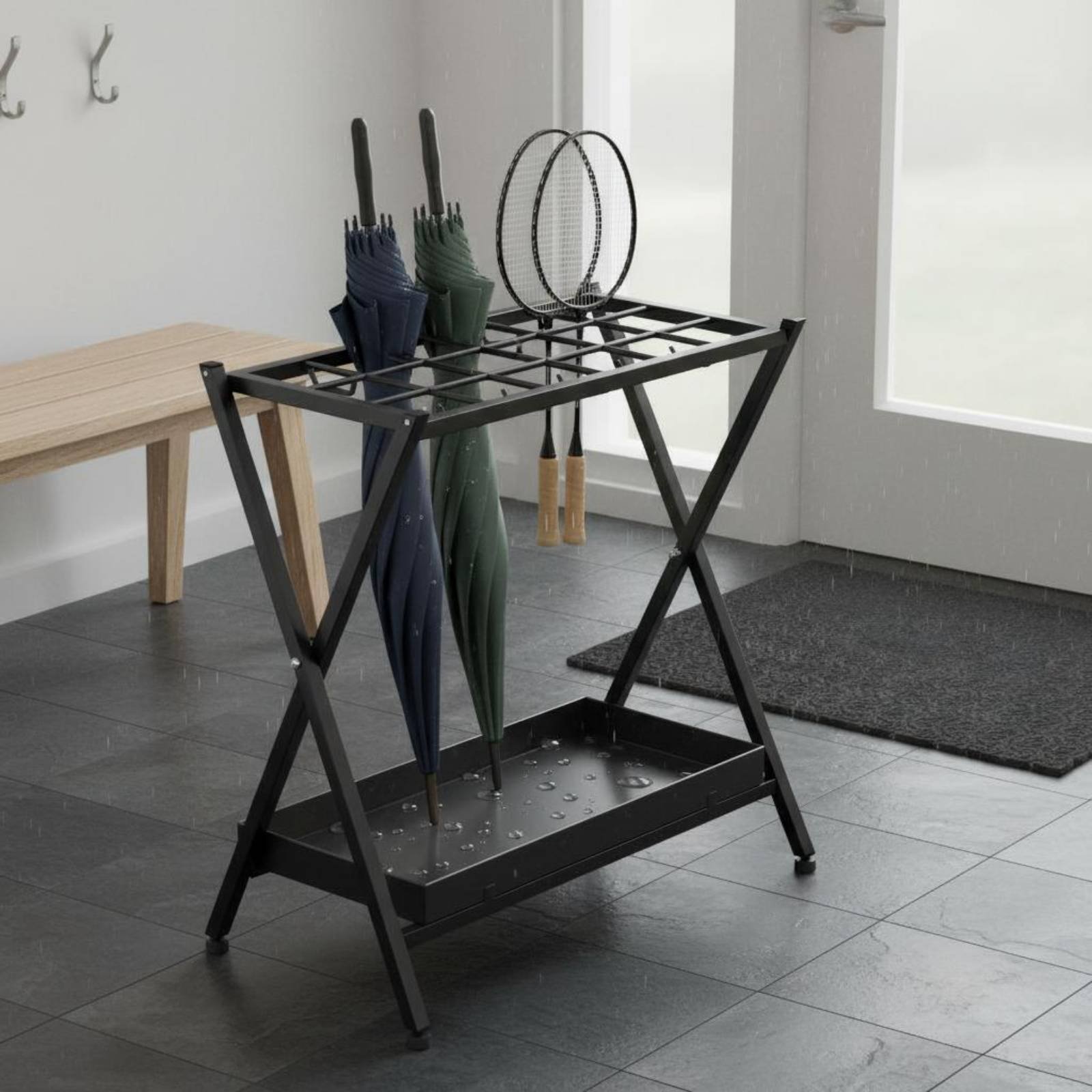 Badminton Racket - Opvouwbare badmintonracketstandaard Stabiel frame Veelzijdige parapluhouder