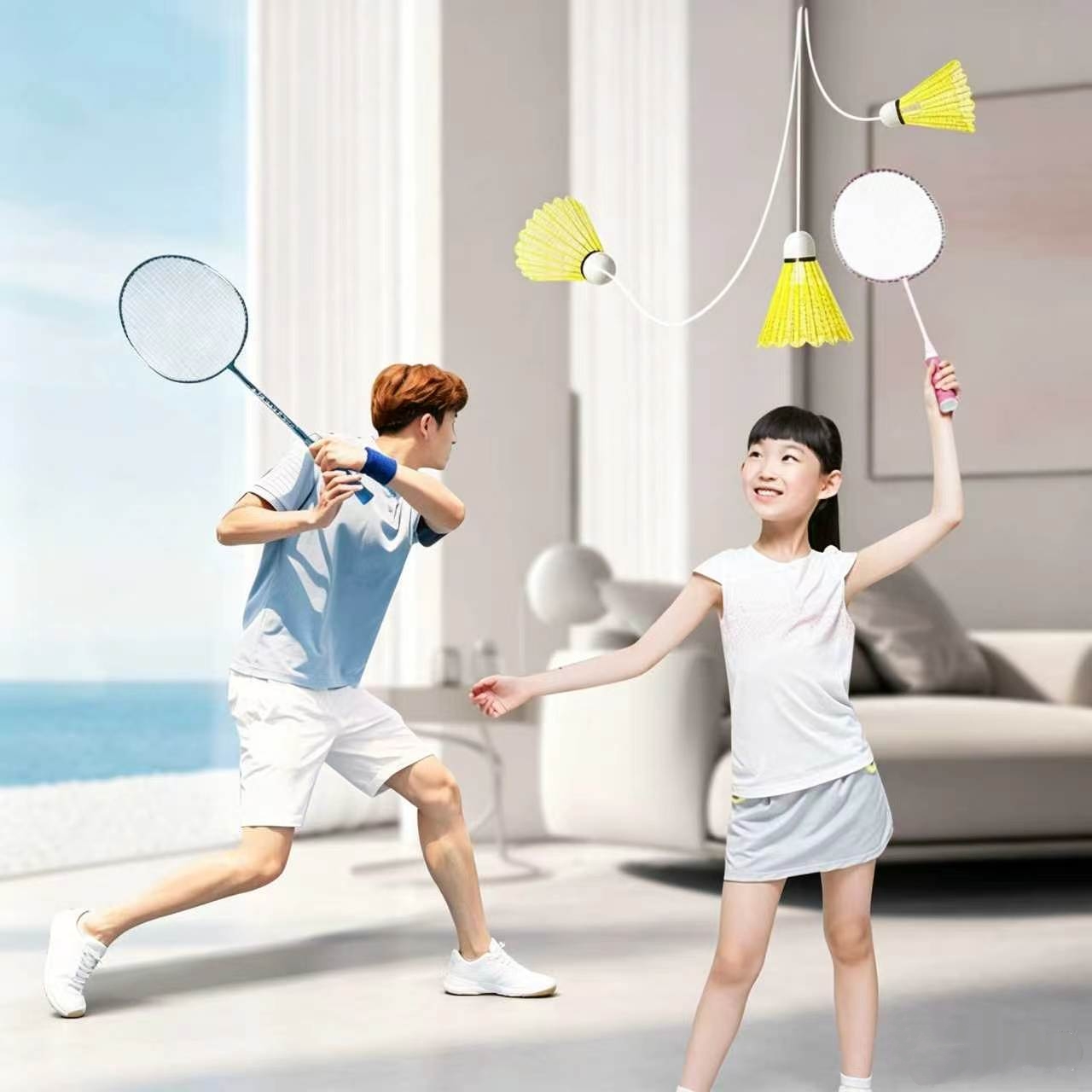 Badminton Raket - 3-delige elastische badmintonset met 1 racket,