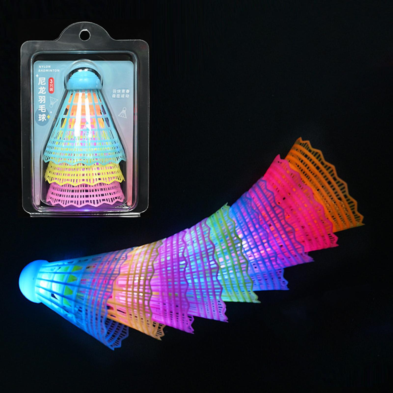 Badminton Nylon Shuttlecock - 3 stks LED Badminton Shuttles Kleurrijke