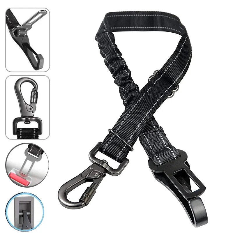 String Tension Clip - 3-in-1 hond autogordel nylon reflecterend verstelbaar